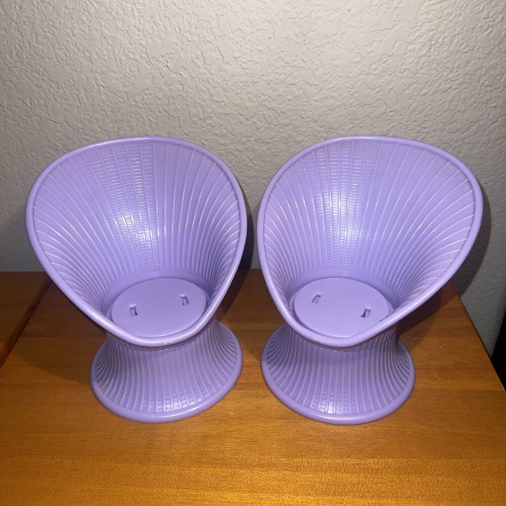 Vintage Barbie Mattel 80's Purple High Fan Back Chairs Arco Patio Furniture